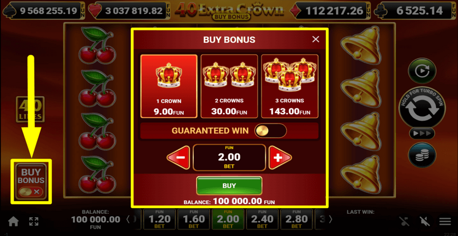 40 Extra Crown Buy Bonus Buy Feature