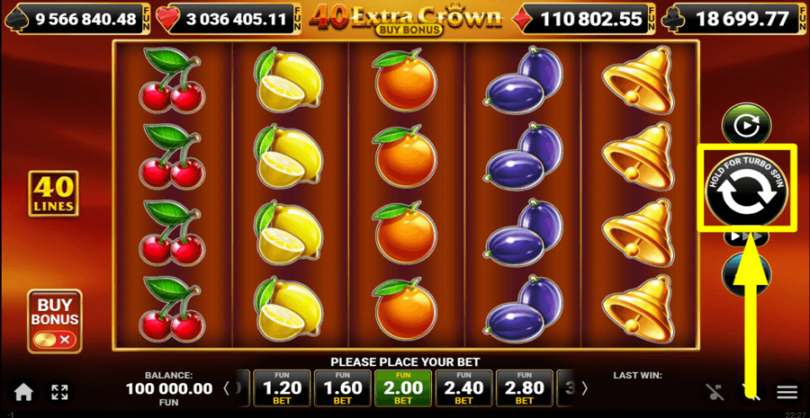40 Extra Crown Buy Bonus Spin Button