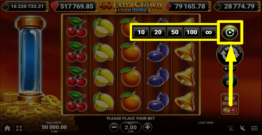40 Extra Crown Coin Boost Autoplay Feature