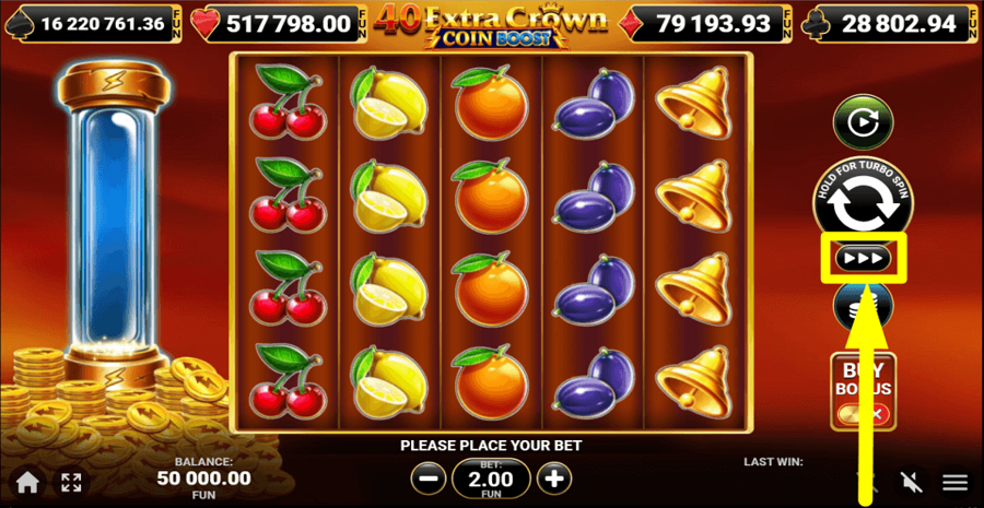 40 Extra Crown Coin Boost Turbo Feature