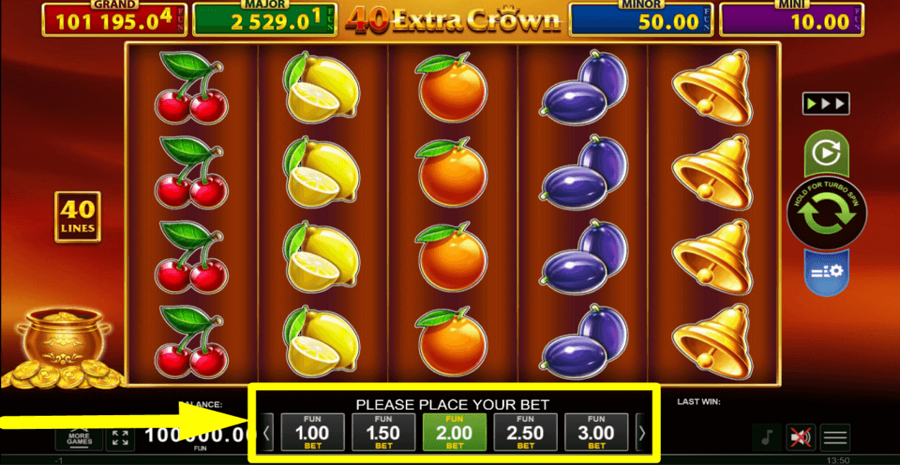 40 Extra Crown Golden Coins Link Bet Value