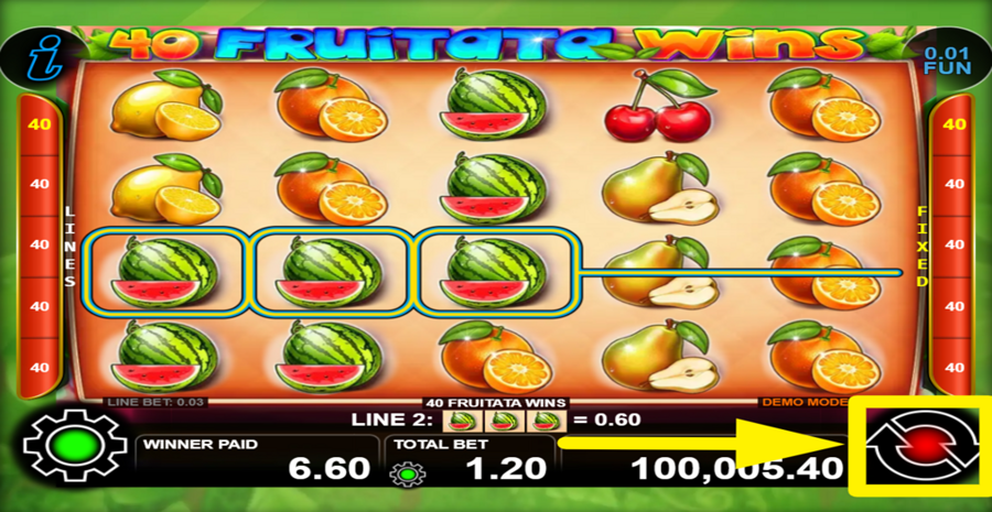 40 Fruitata Wins Spin Button
