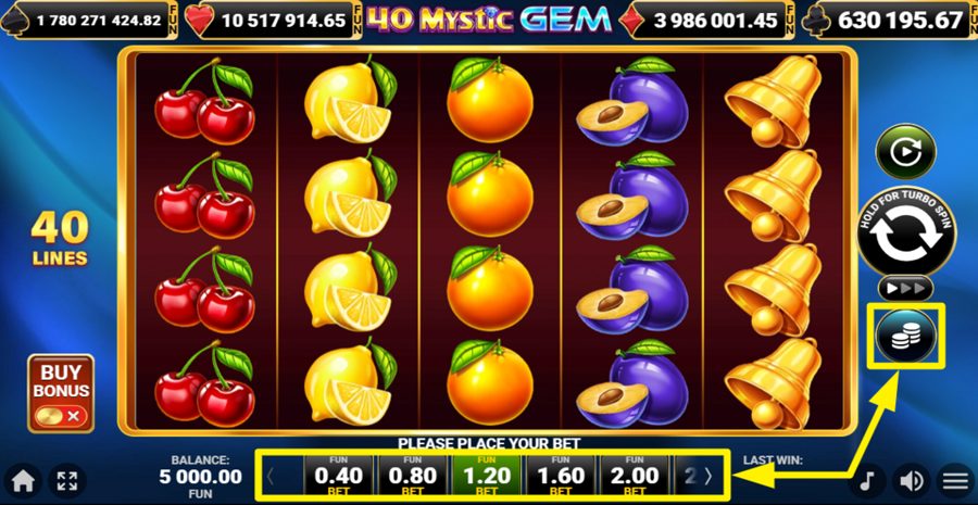 40 Mystic Gem Adjust Bet