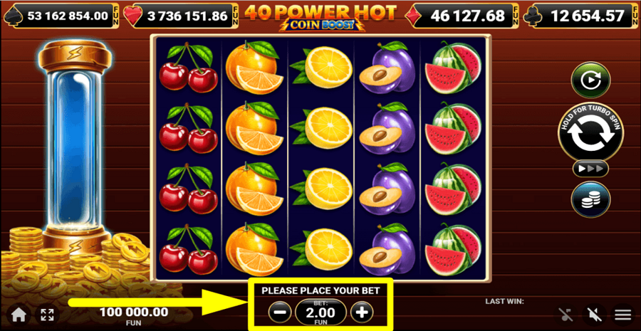 40 Power Hot Coin Boost Bet Value