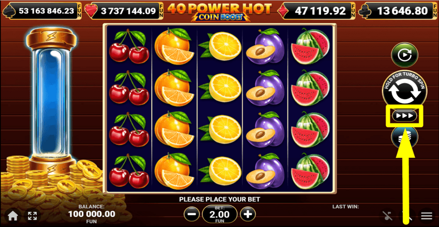 40 Power Hot Coin Boost Turbo Feature
