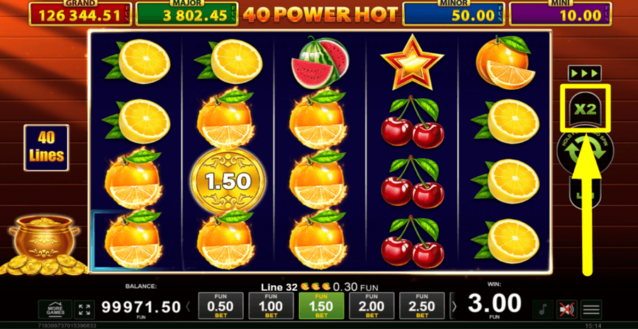 40 Power Hot Golden Coins Link Gamble Feature