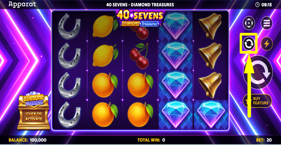 40 Sevens Diamond Treasures Autoplay Feature