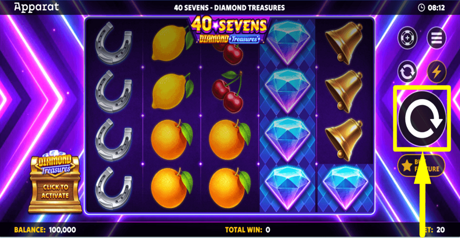 40 Sevens Diamond Treasures Spin Button