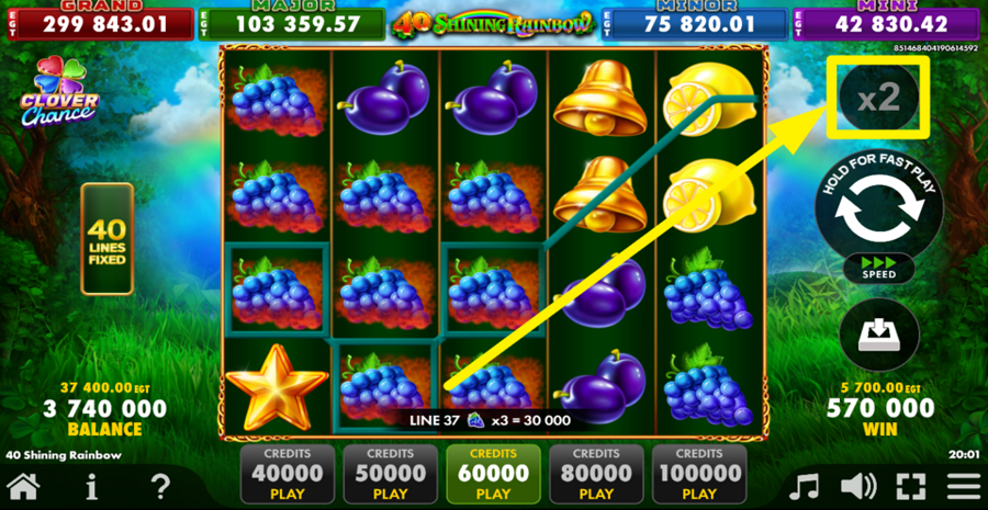 40 Shining Rainbow Clover Chance Gamble