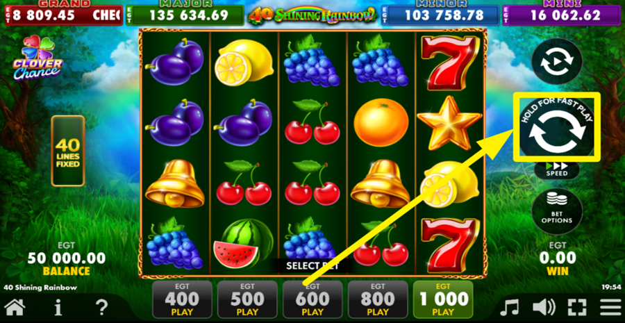 40 Shining Rainbow Clover Chance Spin