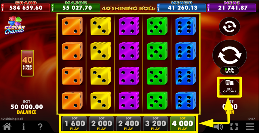 40 Shining Roll Adjust Bet