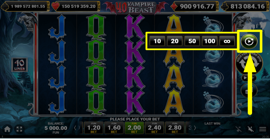40 Vampire Beast Autoplay Feature