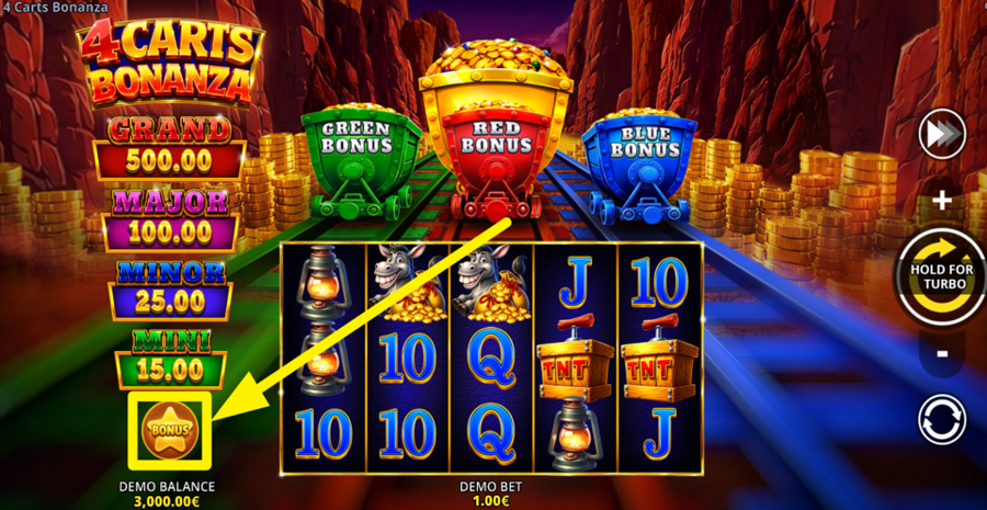4 Carts Bonanza Running Wins Buy Bonus