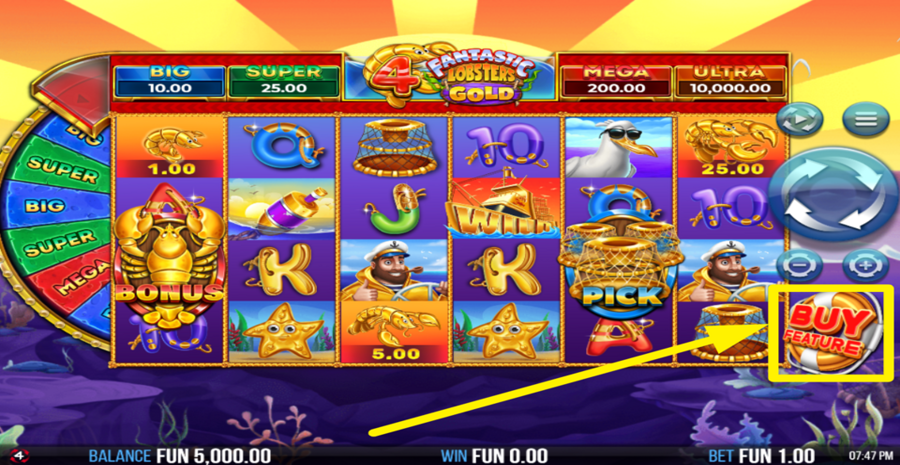 4 Fantastic Lobsters Gold Buy Bonus