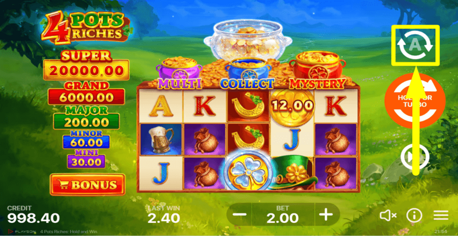 4 Pots Riches Hold And Win Autoplay Feature