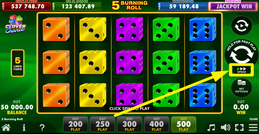 5 Burning Roll Dice Clover Chance Turbo