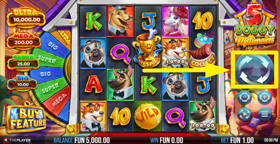 5 Doggy Millionaires Spin Button