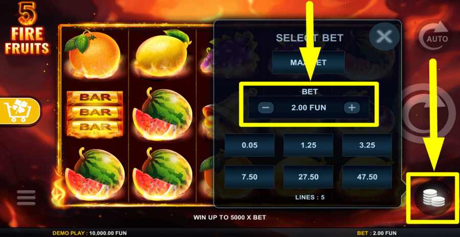 5 Fire Fruits Bet Value