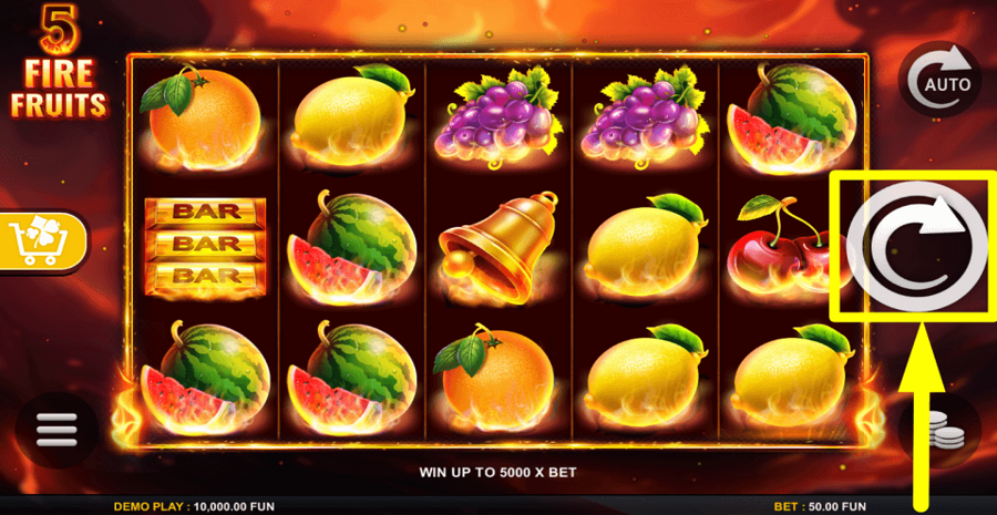 5 Fire Fruits Spin Button