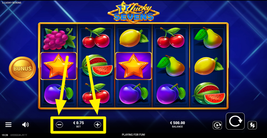 5 Lucky Sevens Adjust Bet
