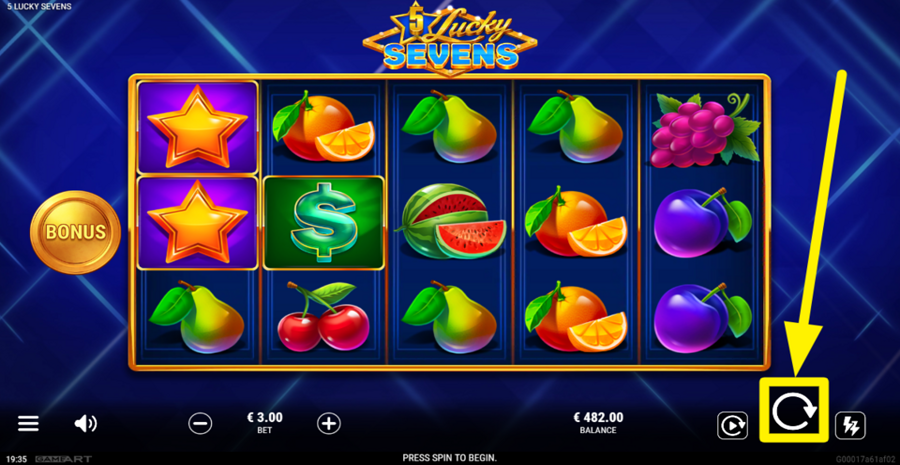 5 Lucky Sevens Spin Button