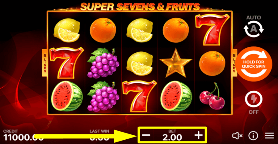 5 Super Sevens And Fruits Bet Value