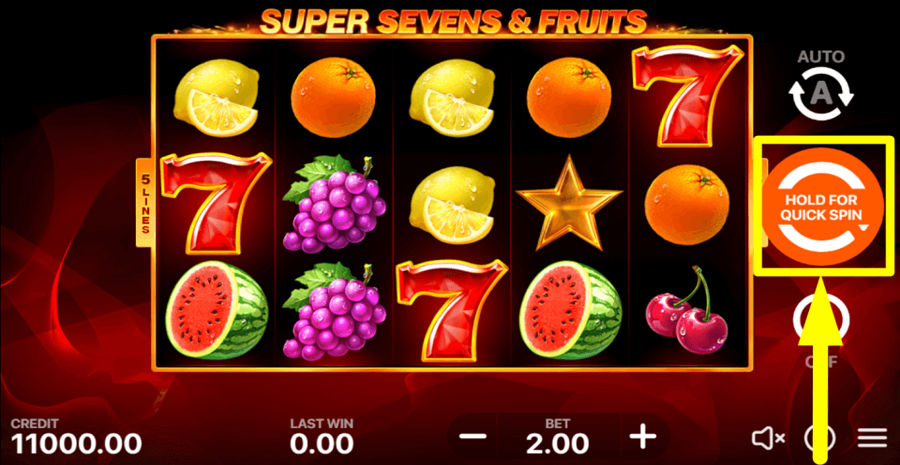 5 Super Sevens And Fruits Spin Button