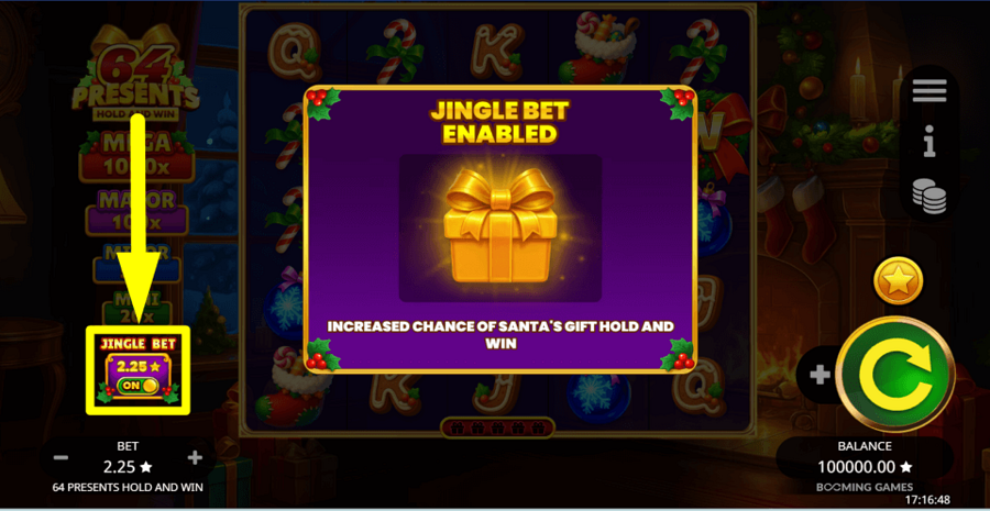 64 Presents Hold And Win Ante Bet Feature