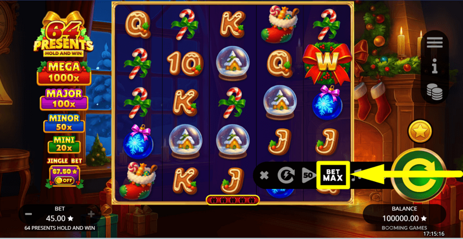 64 Presents Hold And Win Bet Max Button