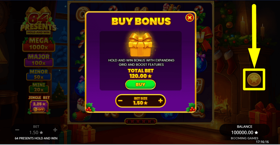 64 Presents Hold And Win Buy Feature