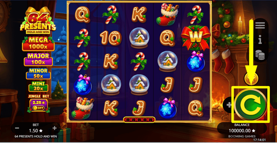 64 Presents Hold And Win Spin Button