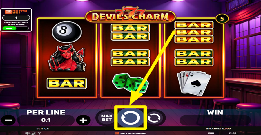 777 Devils Charm Spin Button