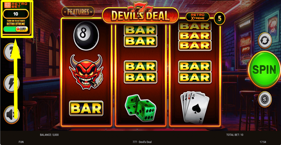 777 Devils Deal Retro Bet Feature