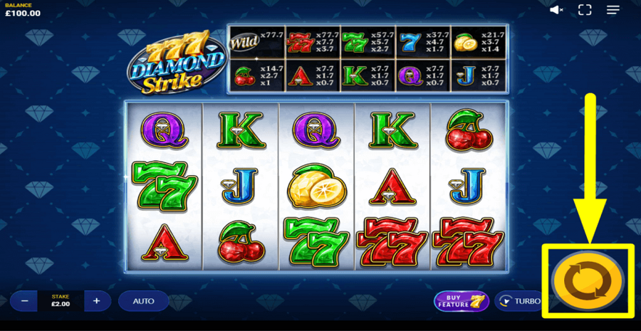 777 Diamond Strike Spin Button