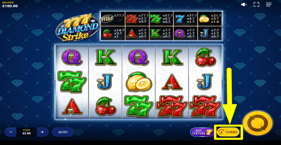 777 Diamond Strike Turbo Feature