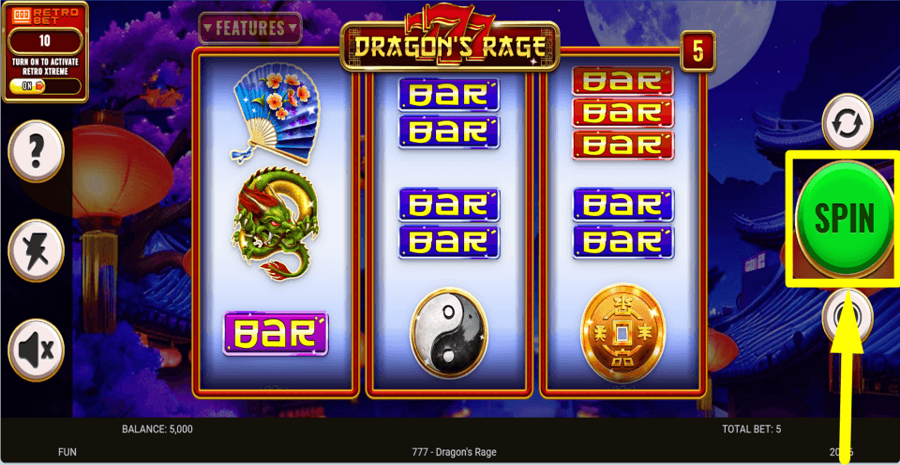 777 Dragons Rage Spin Button