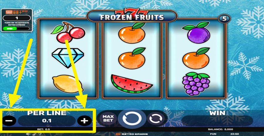 777 Frozen Fruits Adjust Bet Per Line