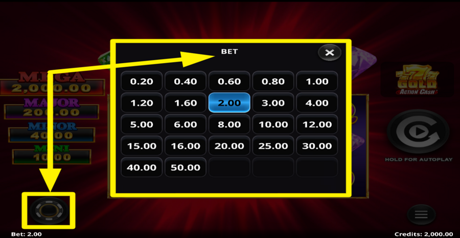 777 Gold Action Cash Adjust Bet