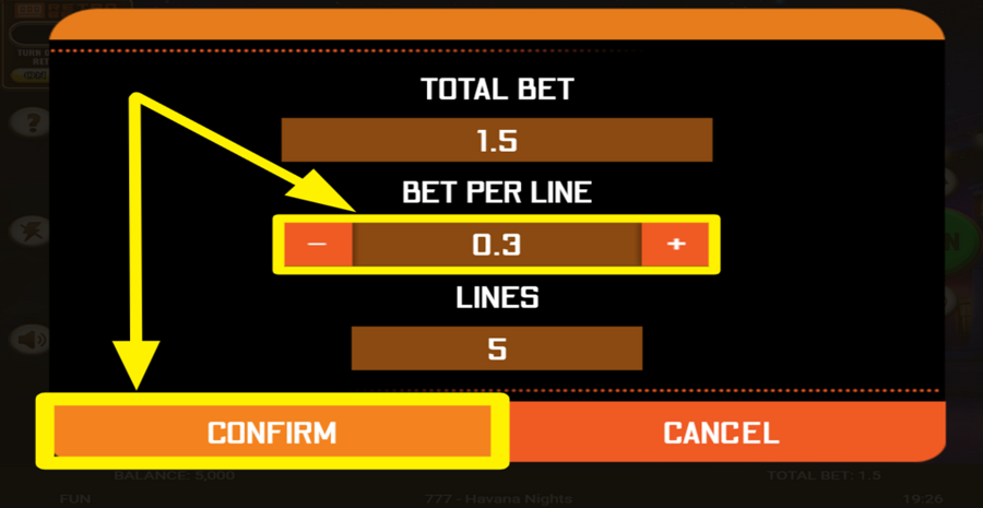 777 Havana Nights Adjust Bet Per Line