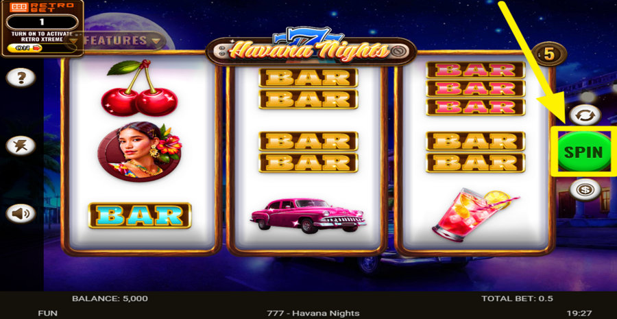 777 Havana Nights Spin Button