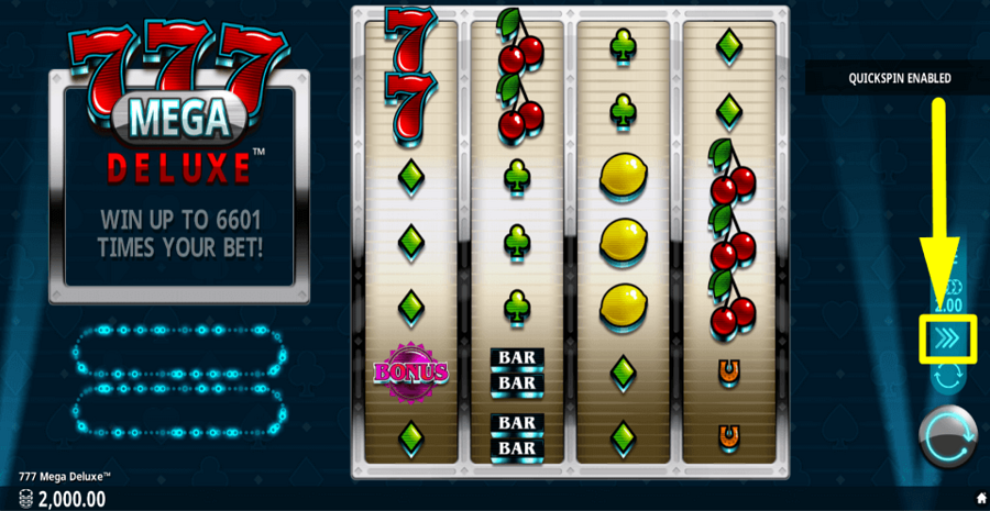 777 Mega Deluxe Quick Spin Feature