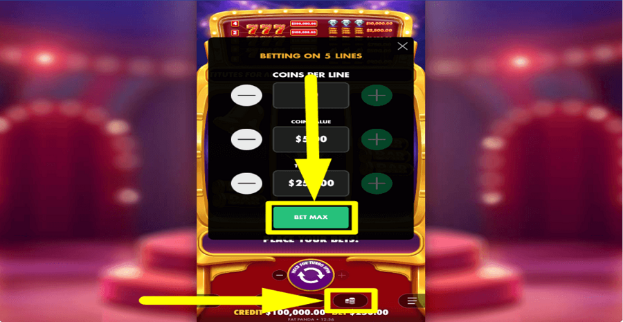 777 Rush Total Bet Max Button