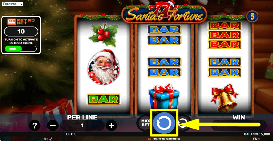 777 Santas Fortune Spin Button