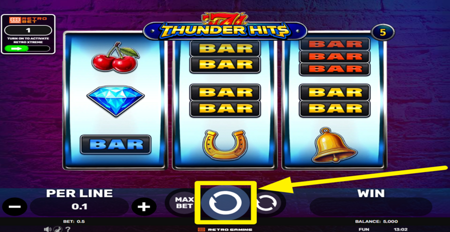 777 Thunder Hits Spin Button