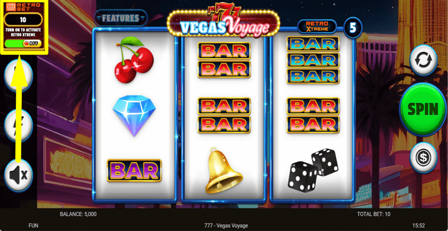 777 Vegas Voyage Retro Bet Feature