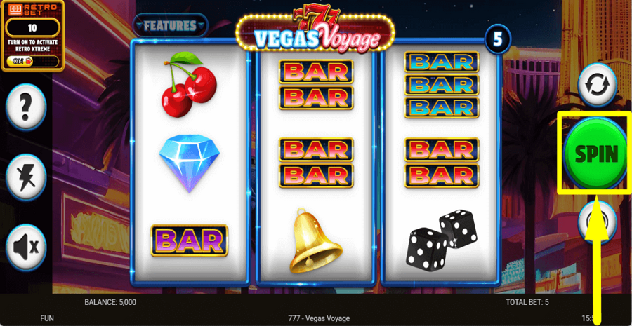 777 Vegas Voyage Spin Button