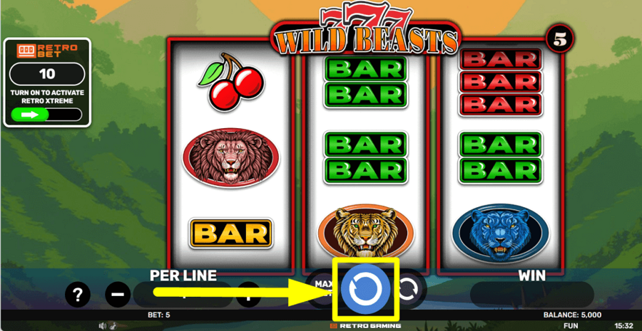 777 Wild Beasts Spin Button