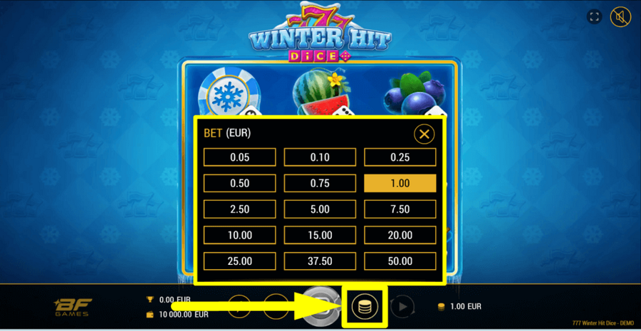 777 Winter Hit Dice Bet Value