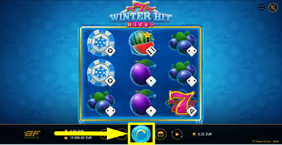 777 Winter Hit Dice Spin Button