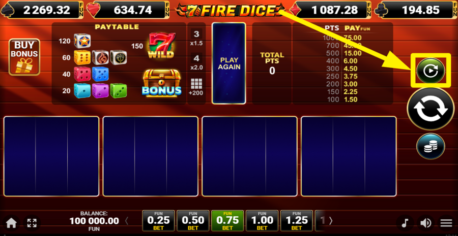 7 Fire Dice Autoplay